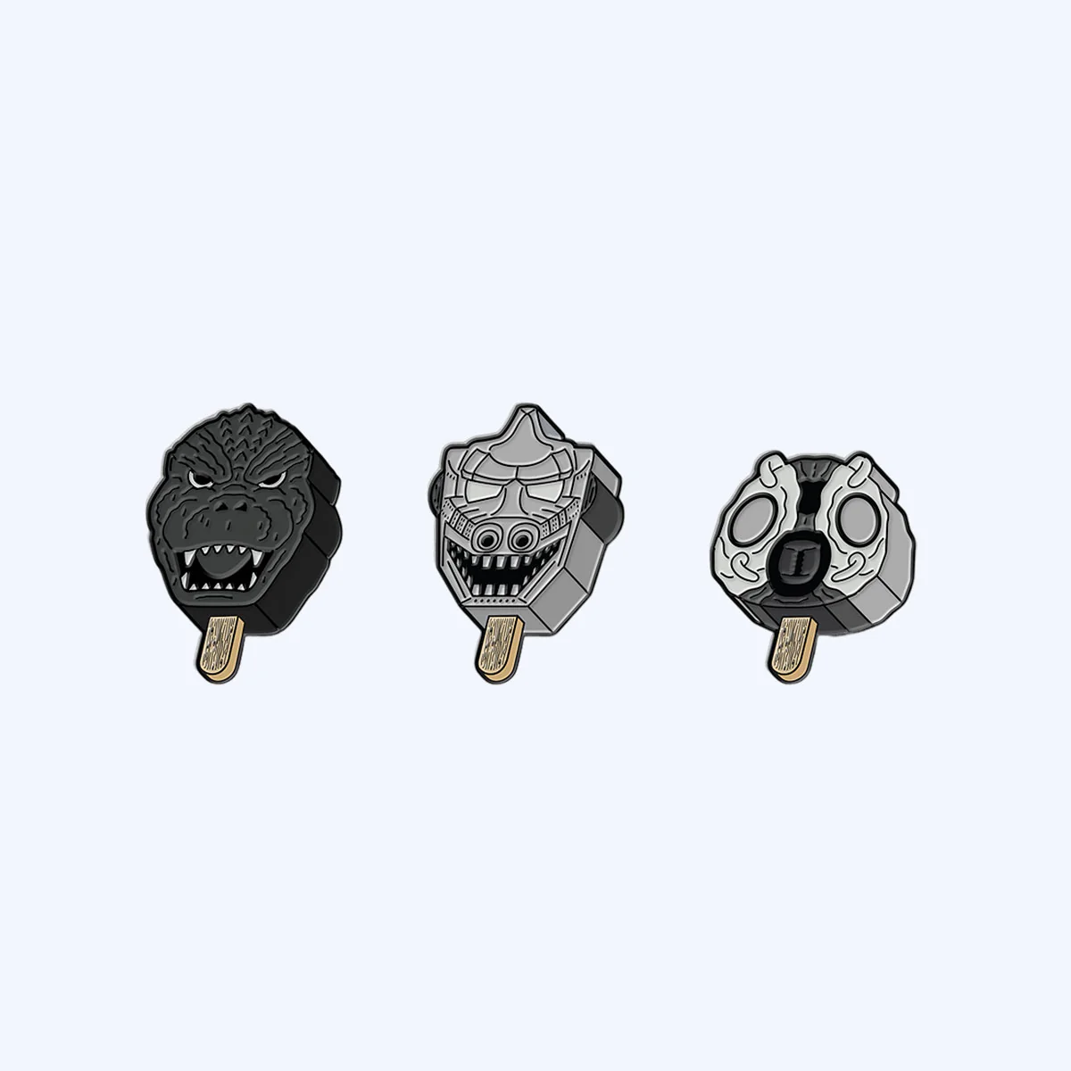 Godzilla x Frozen Culture Black and White Enamel Pin Set
